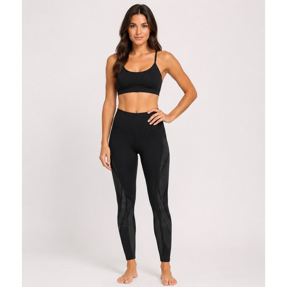 Lululemon Tight Stuff Tight‎ II Black Reflective Running Leggings Size 8